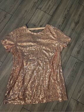 Vanilla Bay Rose Gold Sequin Tunic Size XL